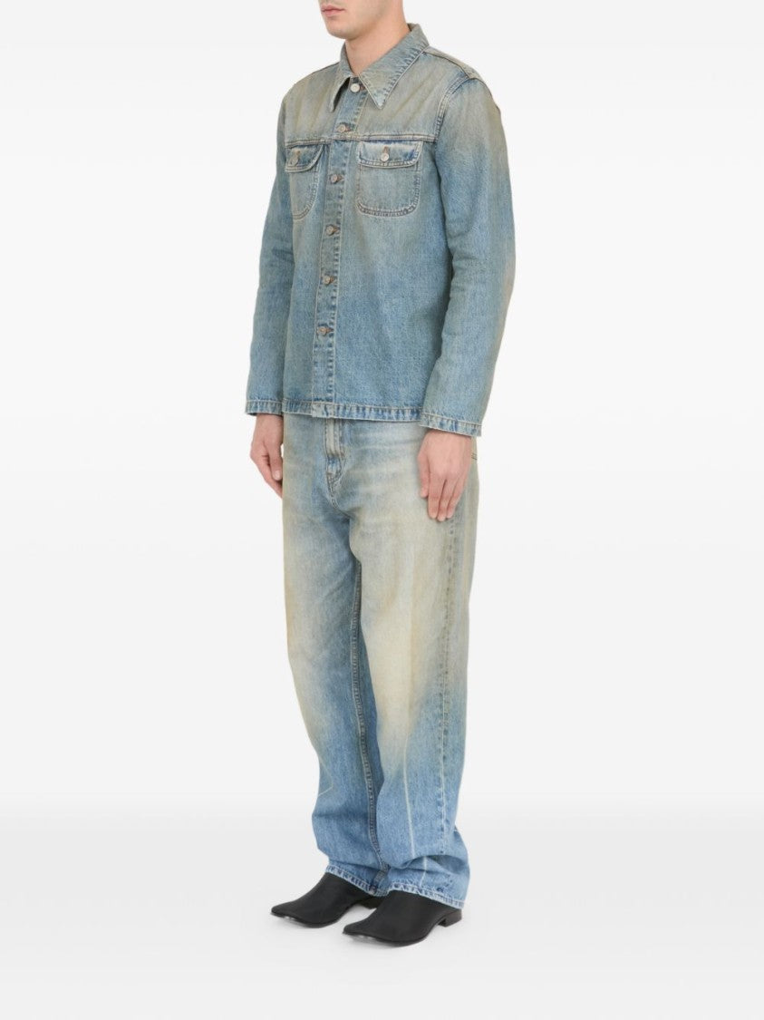 Mm6 By Maison Margiela Blue Faded Denim Buttoned Jacket