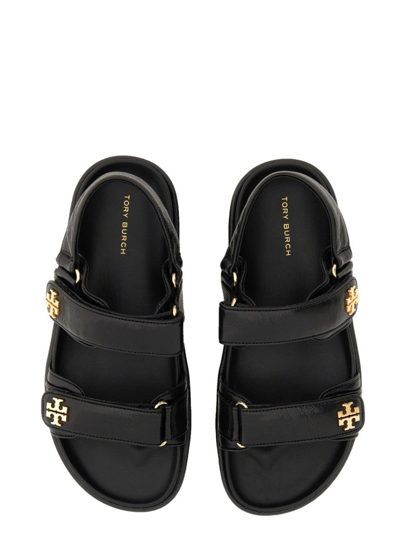 Tory Burch Black Kira Dual Logo Strap Sandals