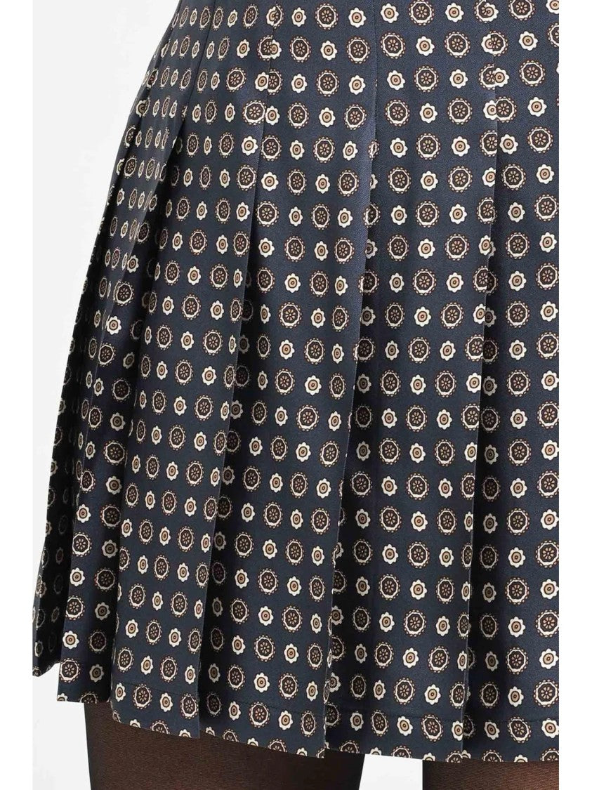 Max Mara Pleated Silk Mini Skirt With Circular Pattern