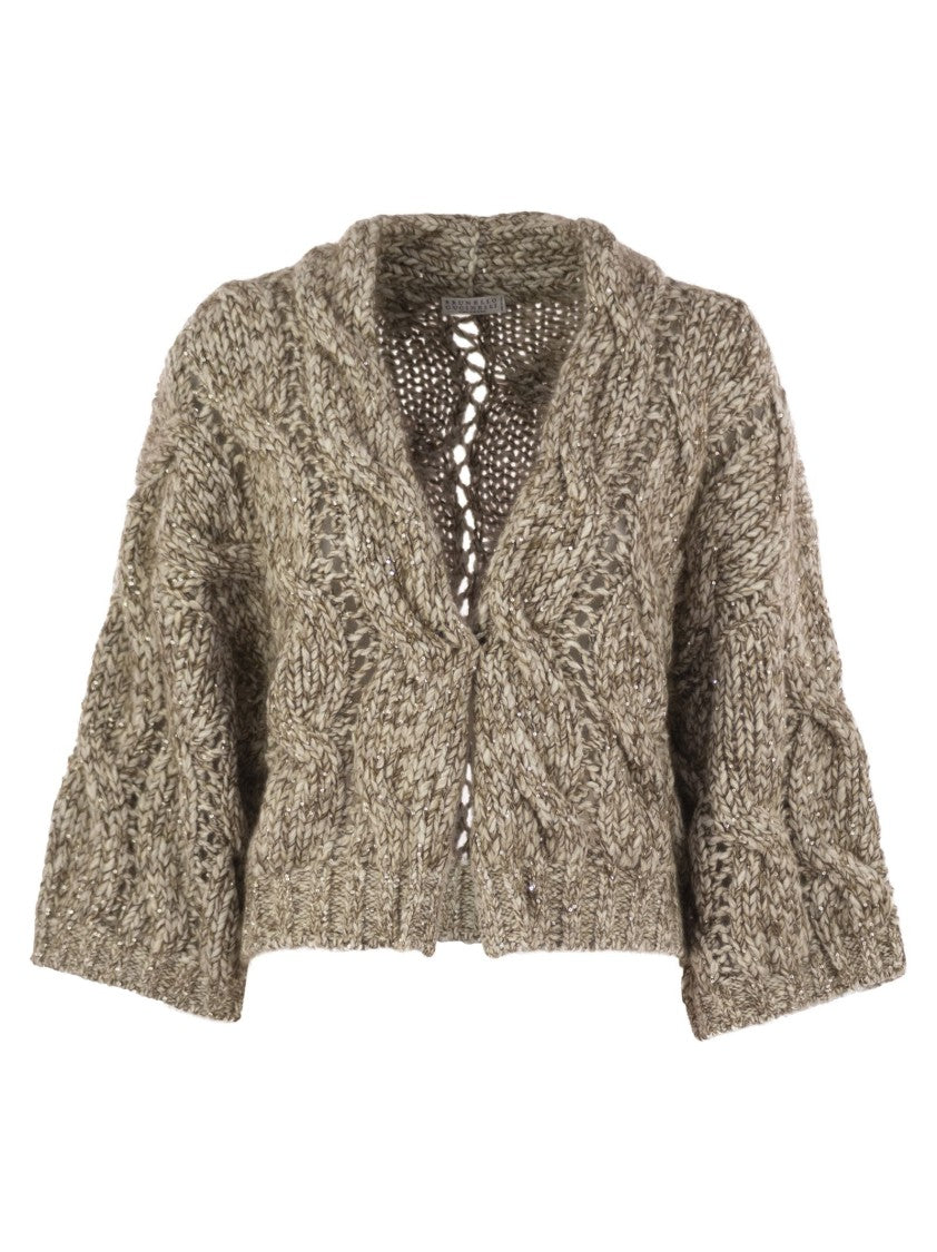 Brunello Cucinelli Dazzling Chiné Cardigan In Soft Wool, Cashmere