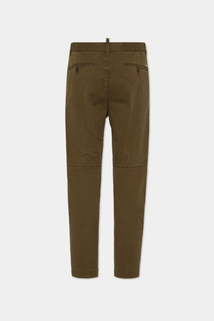 Dsquared2 Olive Green Cotton Tapered Chino Trousers