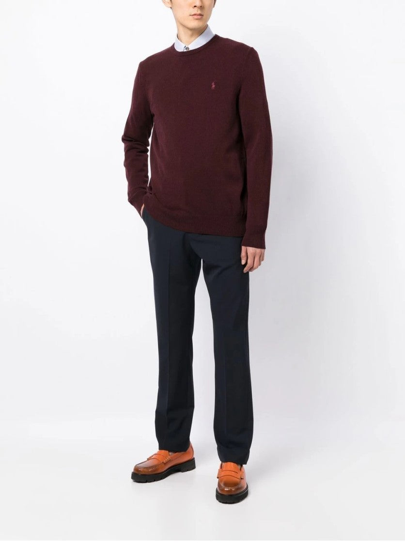 Polo Ralph Lauren Burgundy Wool Crew Neck Pullover