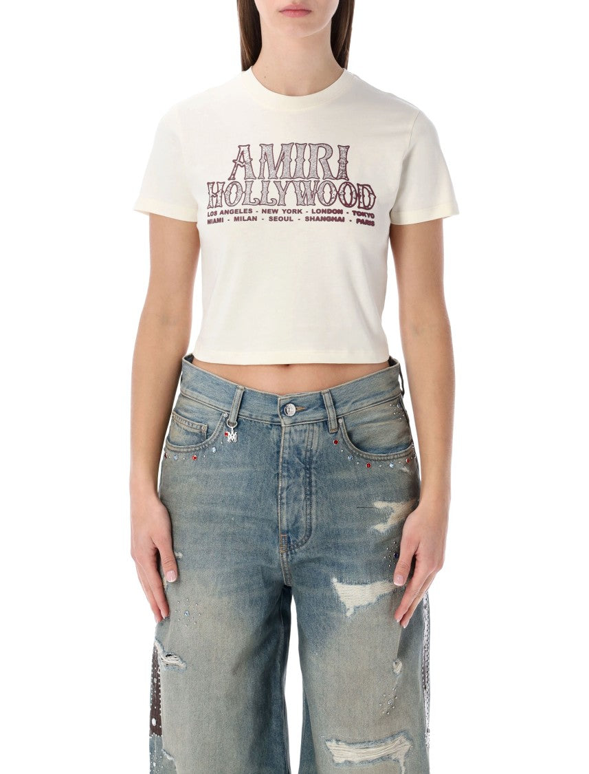 Amiri Cropped Baby Tee With Ribbed Neckline