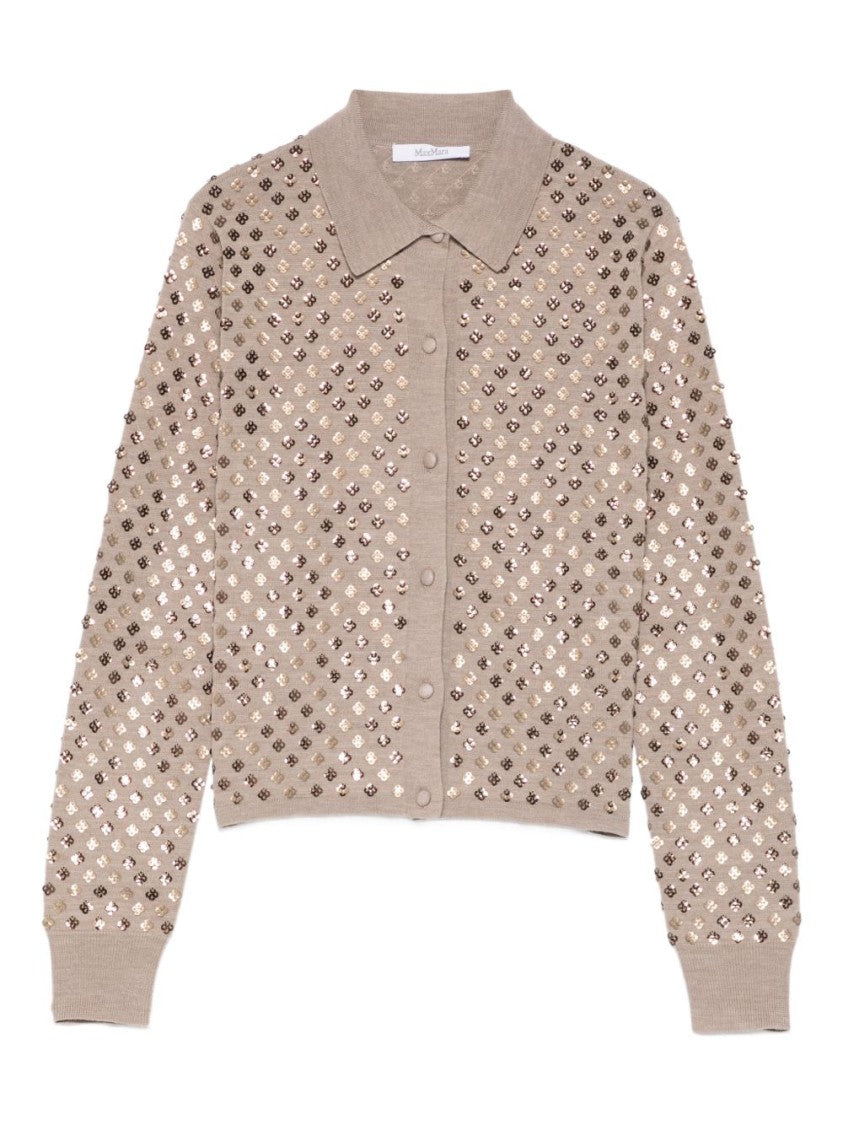 Max Mara Classic Collared Sweater With Subtle Sequin Detailing