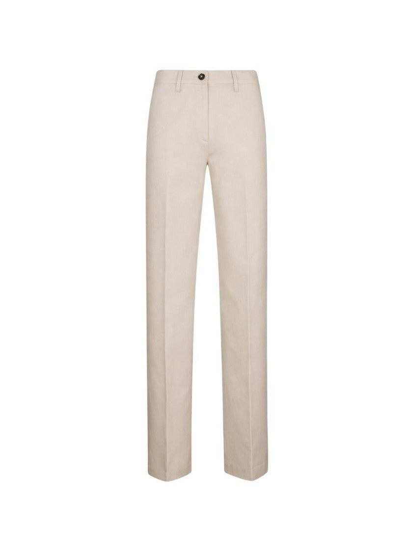 Nine In The Morning Beige Logo Detailing Straight Leg Pants