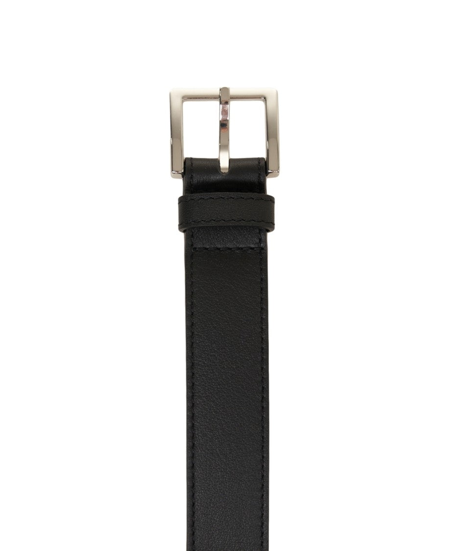 Orciani Elegant Black Leather Belt With Classic Rectangular Buckle