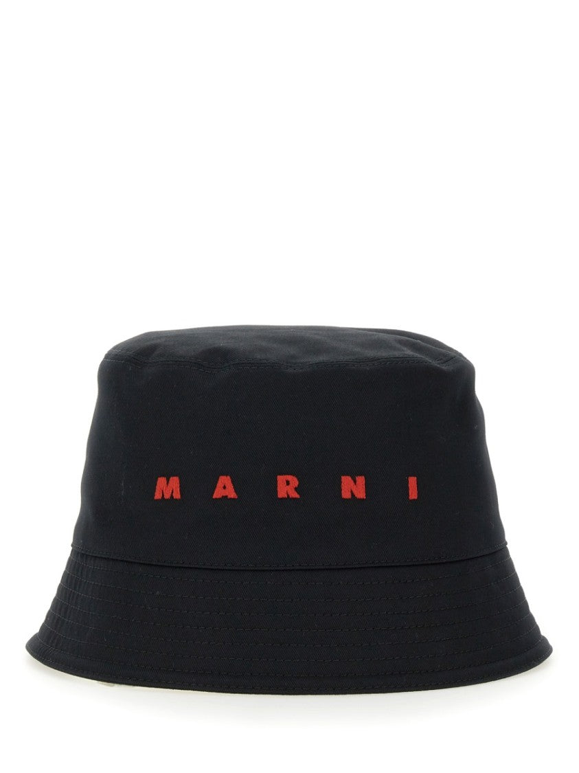 Marni Wide Brim Cotton Bucket Hat