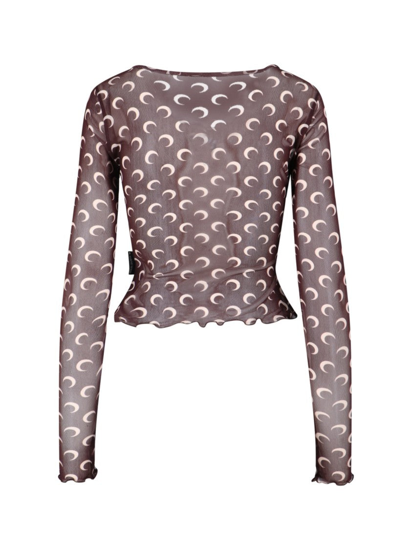 Marine Serre 'Moonogram' Logo Crop Top – Brown