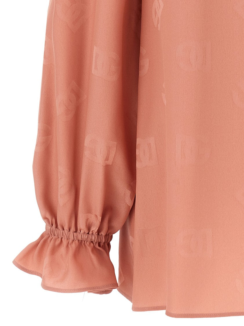Dolce & Gabbana Silk Shirt With All-Over Dg Logo