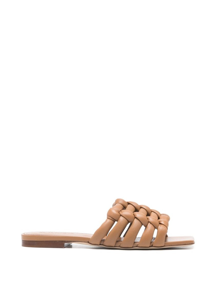 Tod's Brown Woven Design Open Toe Sandals