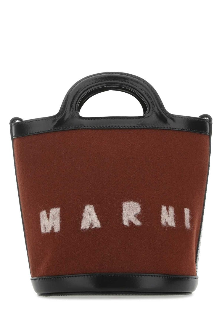 Marni Two-Tone Felt And Leather Tropicalia Bucket Bag