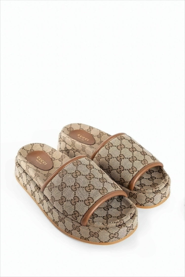 Gucci Monogram Canvas Slip-On Mules
