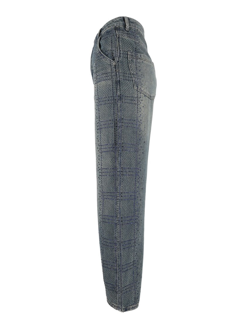 Ermanno Scervino High-Waisted Grid Stitch Pattern Denim Jeans