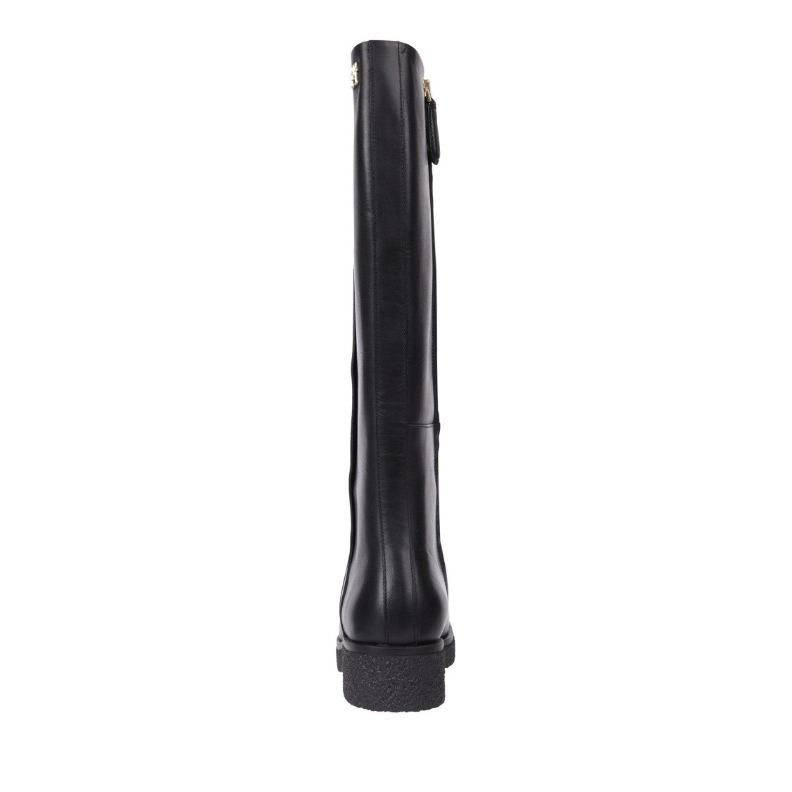 Tommy Hilfiger Black Leather Crepe Tall Boots