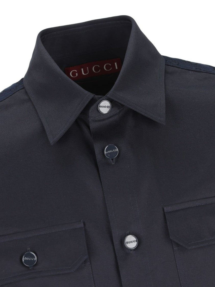 Gucci Structured Collar Button-Down Shirt With Chest Pockets