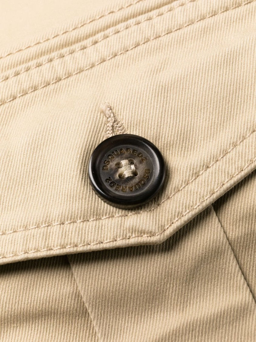 Dsquared2 Cropped Beige Trousers With Flap Pockets