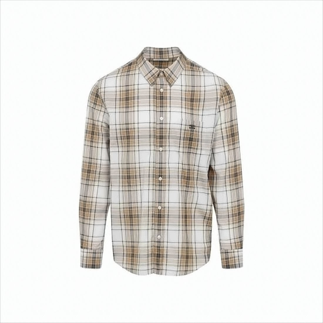 Celine Plaid White Cotton Long-Sleeve Celine Shirt