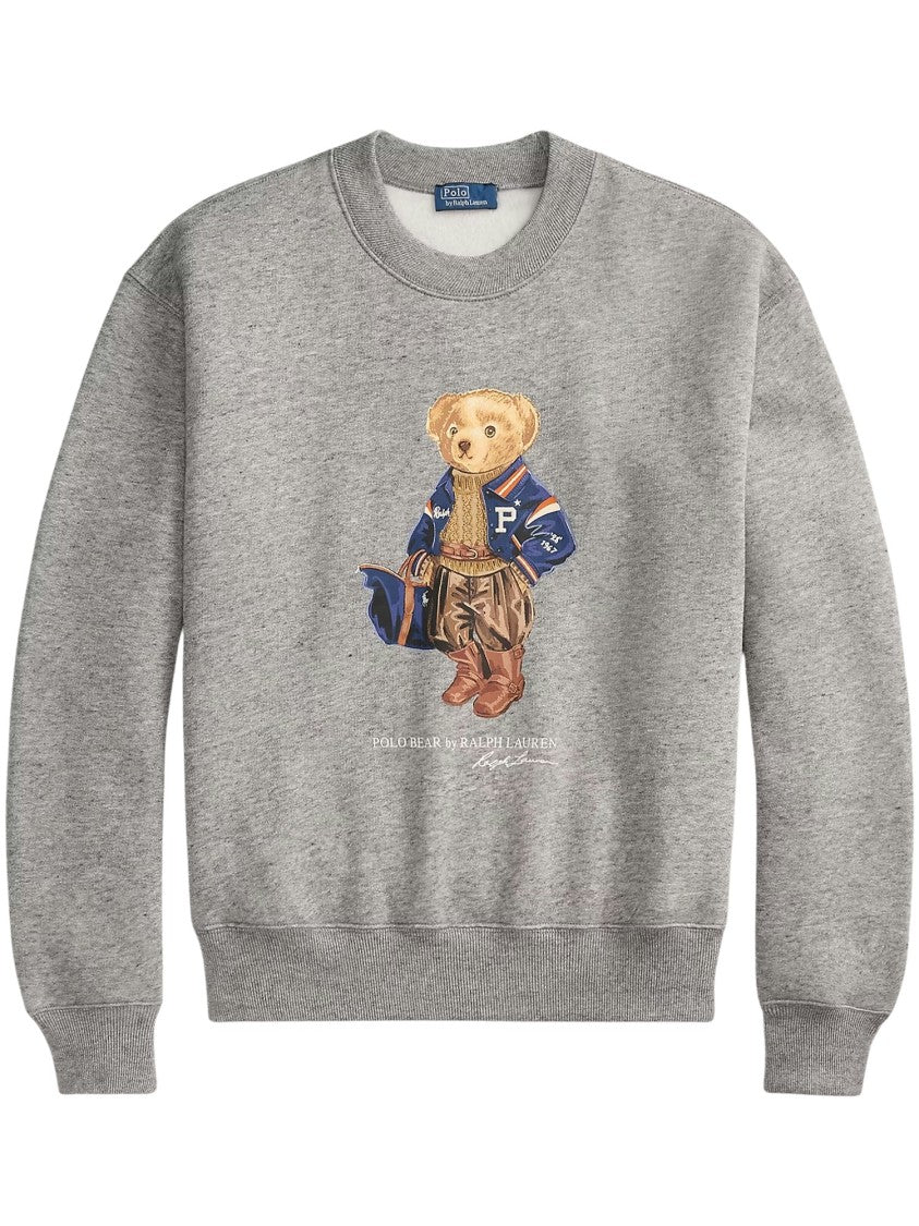 Polo Ralph Lauren Heather Grey Bear Graphic Knit Sweatshirt