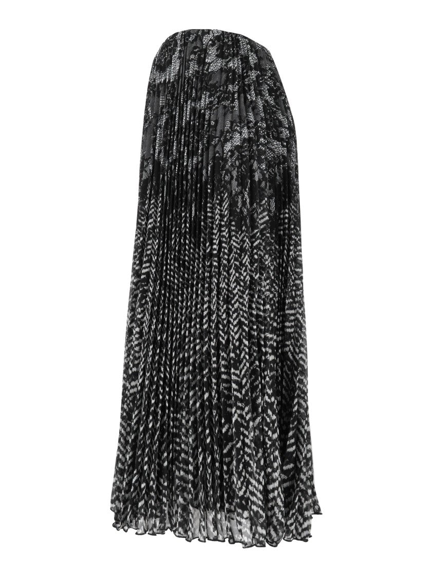 Ermanno Scervino Black Gonna Monochrome Pleated Midi Skirt