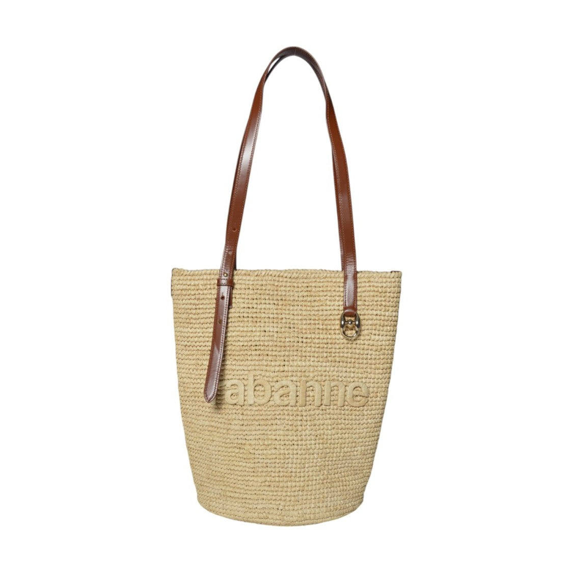 Rabanne Logo Natural Raffia Tote Bag
