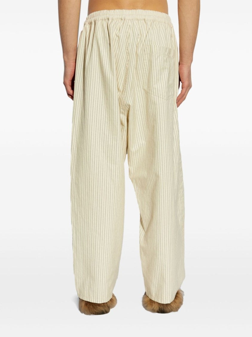 Maison Margiela Relaxed Fit Beige Trousers With Pleat Detailing