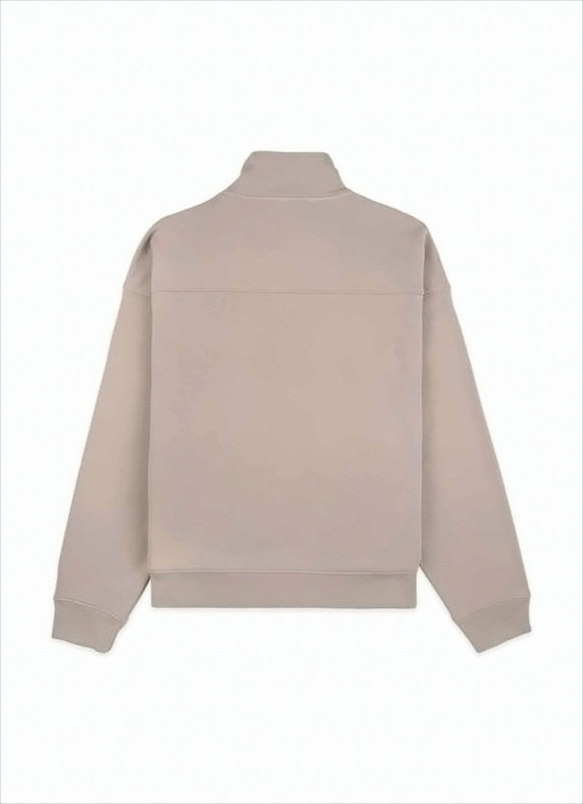 Sporty And Rich Long-Sleeve Pullover Top With Half-Zip And Ribbed Details