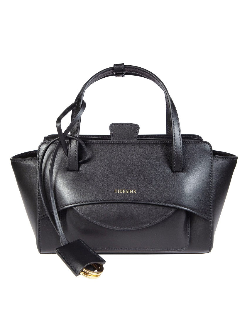 Hidesins Black Small Structured Flared Handbag