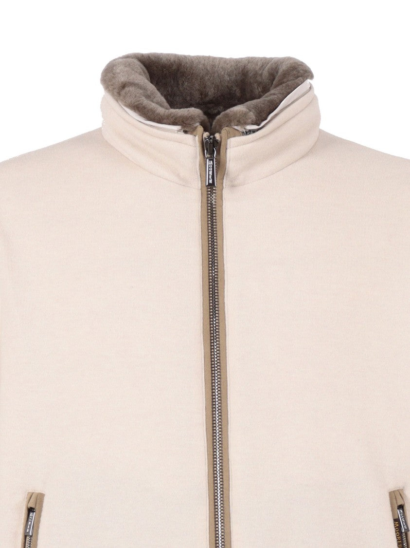 Moorer Minimalist High-Collar Jacket With Zip-Up Front