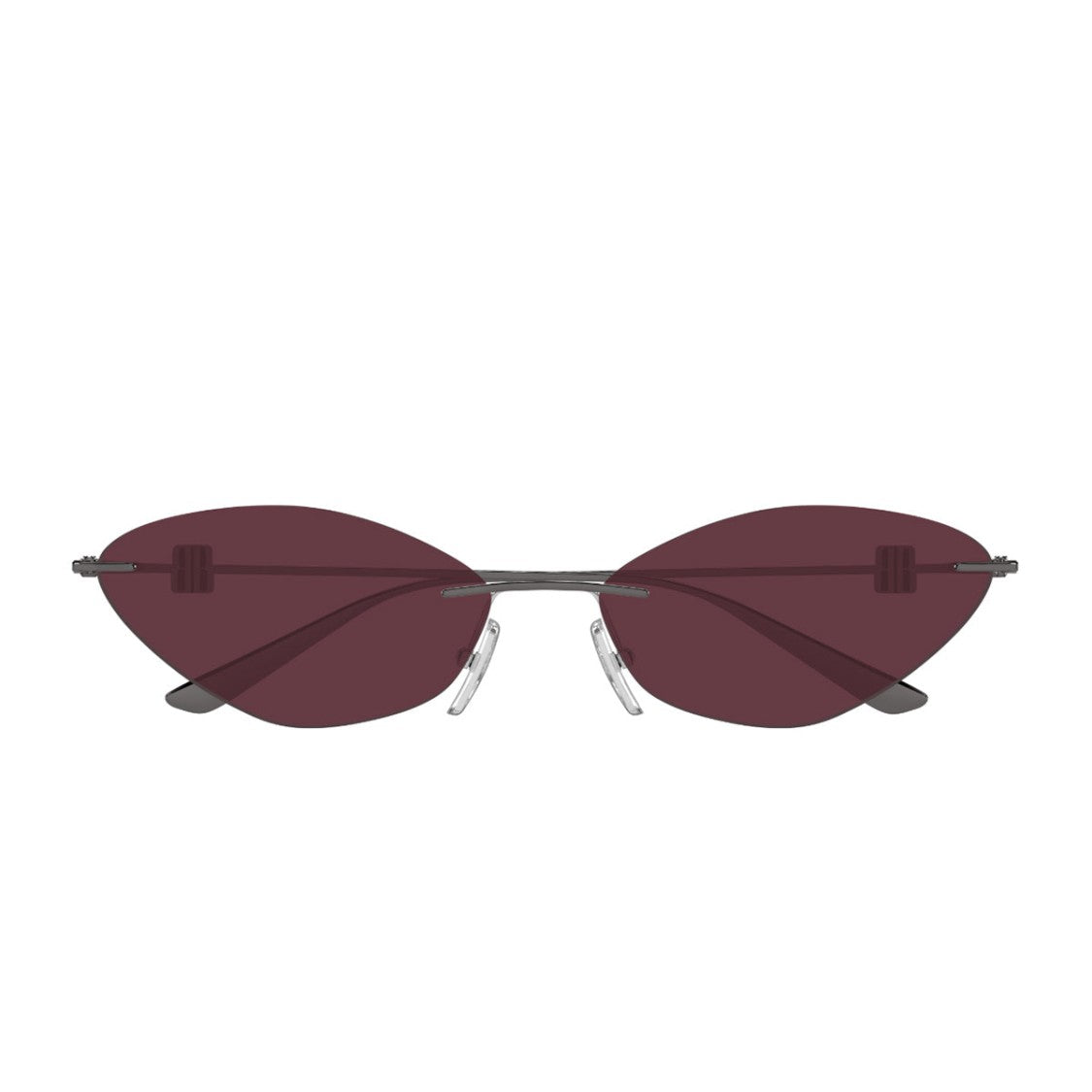 Balenciaga Cat-Eye Sunglasses In Ruthenium Metal With Bold Red Lenses