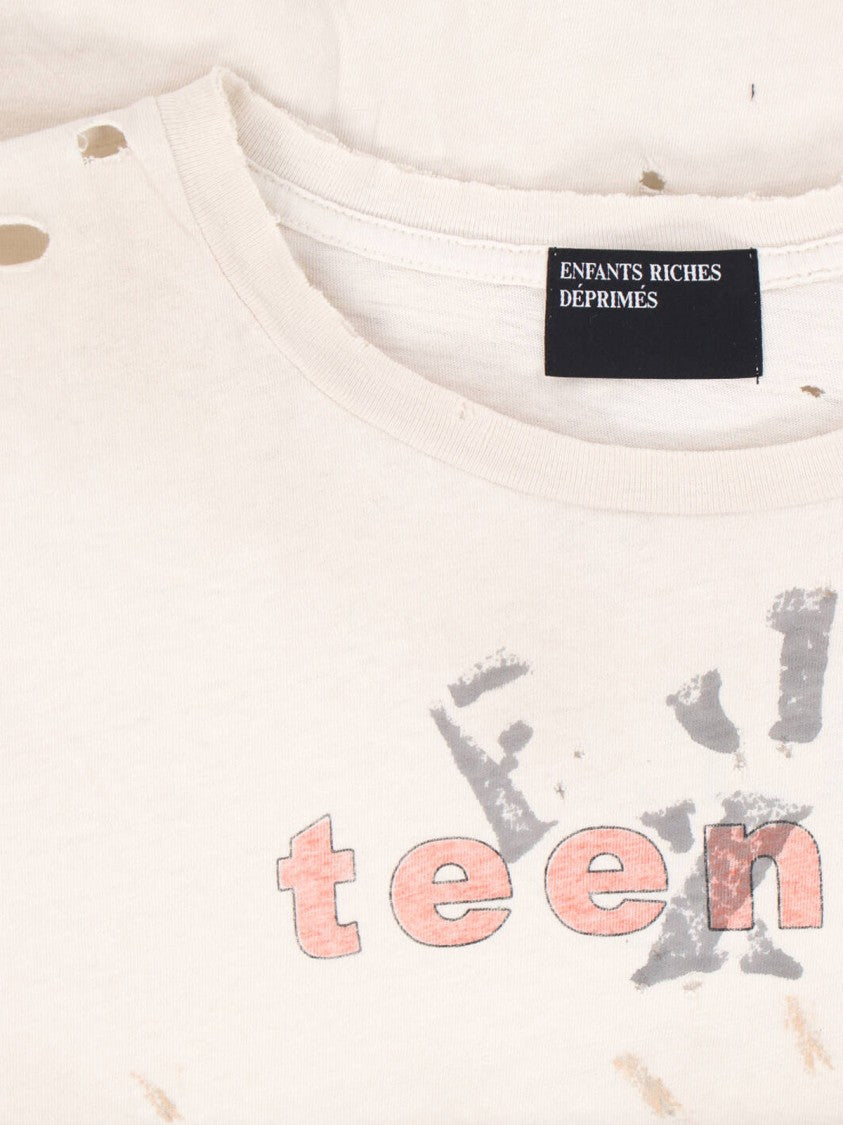 Enfants Riches Déprimés Minimalist White T-Shirt With Standard Crew Neckline