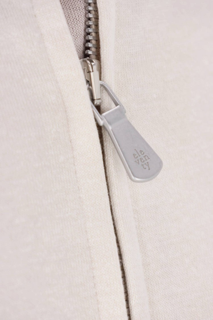 Eleventy Sabbia White Cotton-Linen Zip Jacket