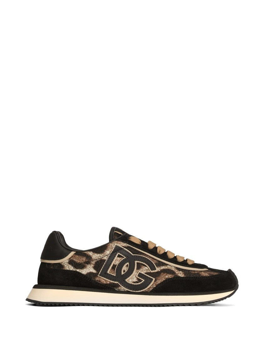 Dolce & Gabbana Leopard Print Suede Low-Top Sneakers