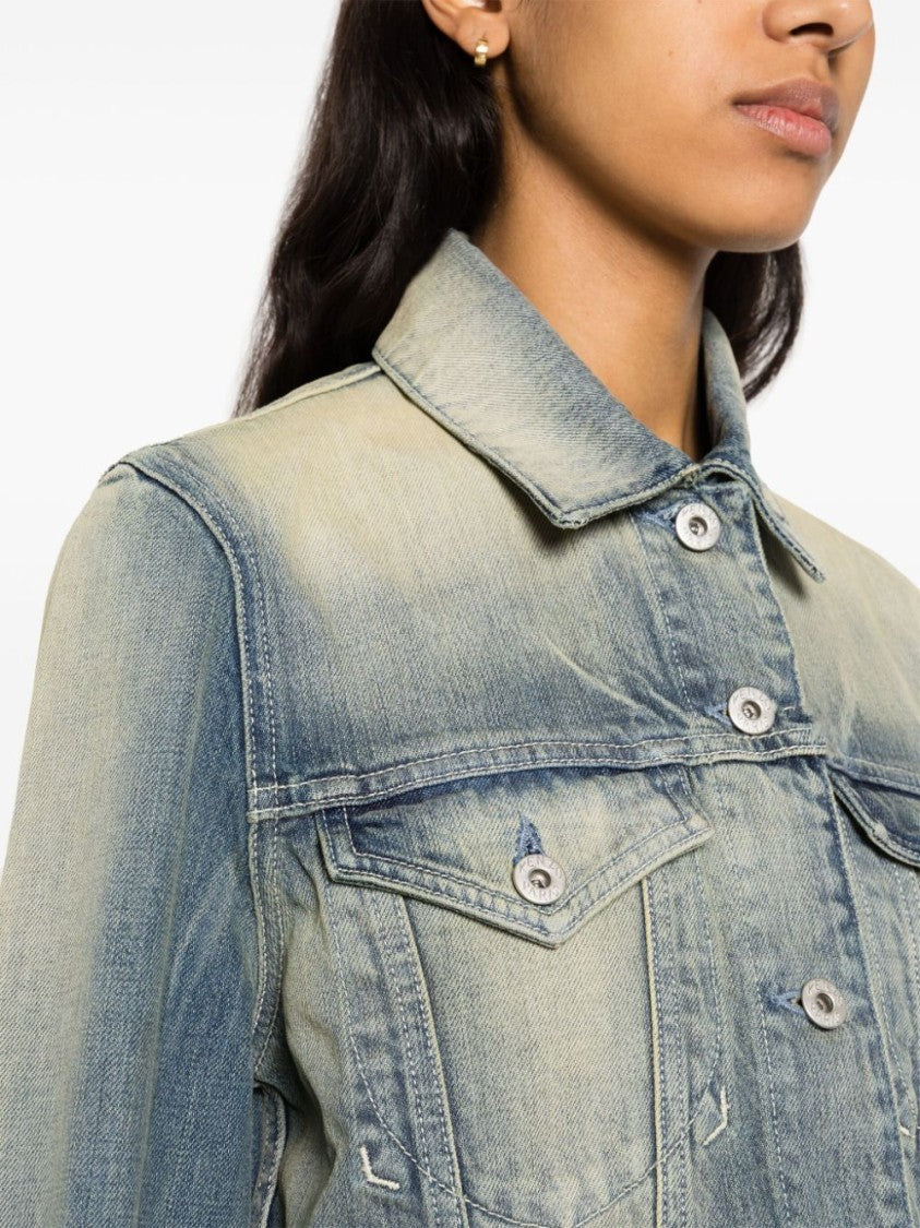 Kenzo Indigo Blue Washed Denim Cropped Jacket