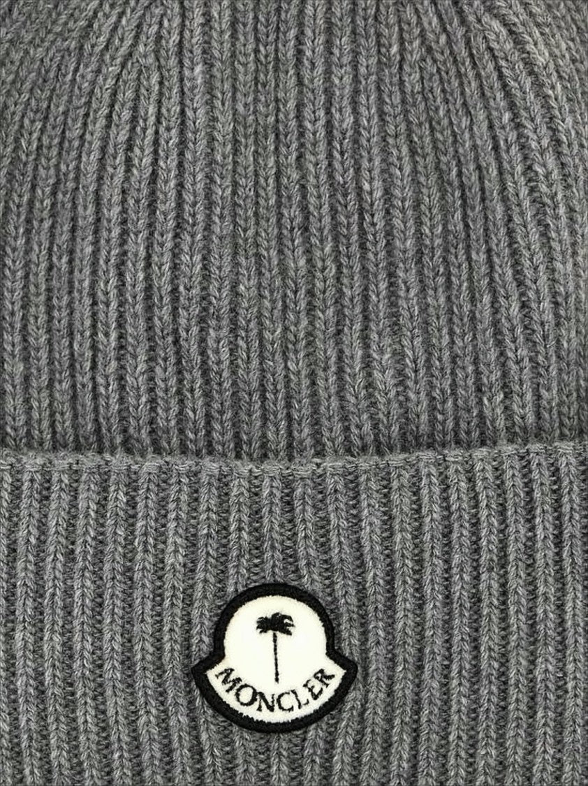 Moncler Ribbed Knit Beanie With Folded Cuff And Embroidered Logo