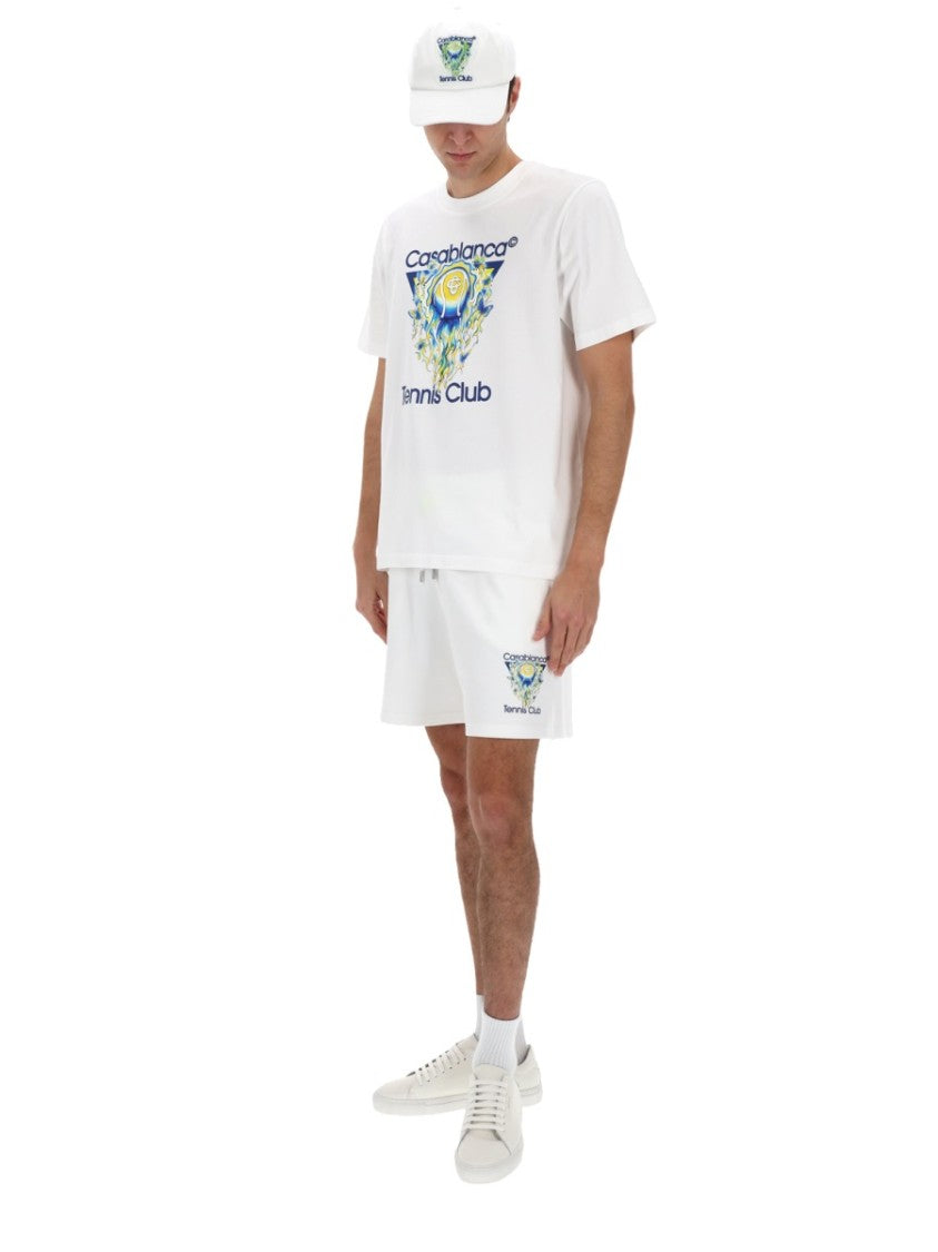 Casablanca Elastic Waistband Logo Print Shorts