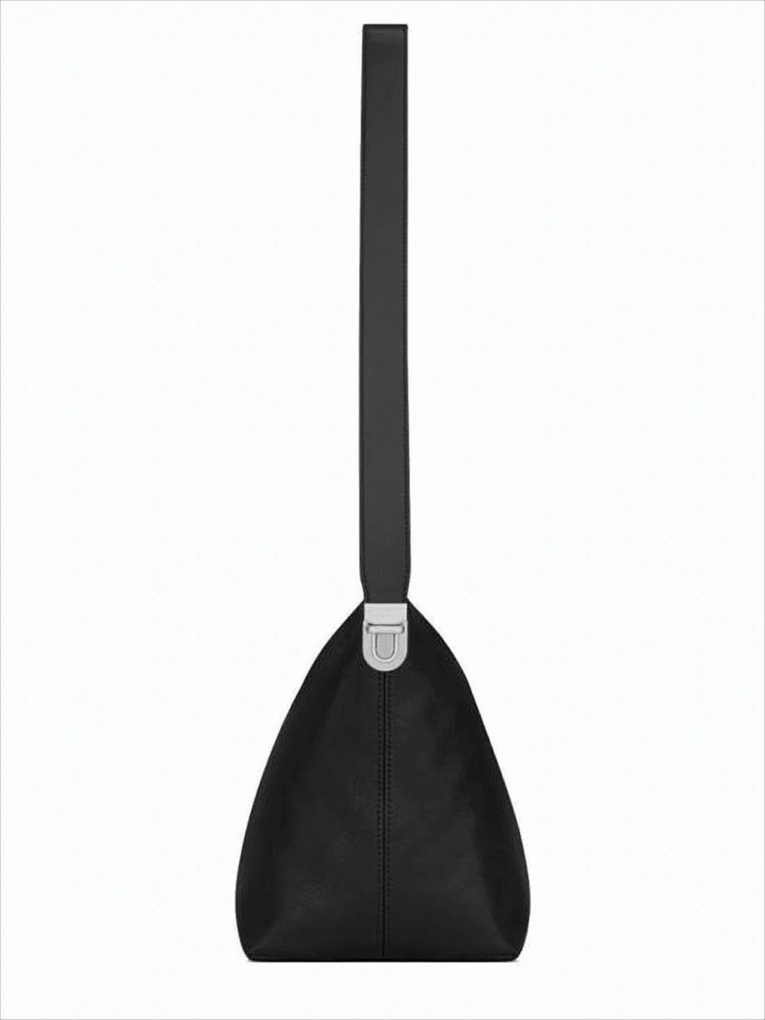 Saint Laurent Minimalist Cow Leather Tote Bag With Elongated Shape