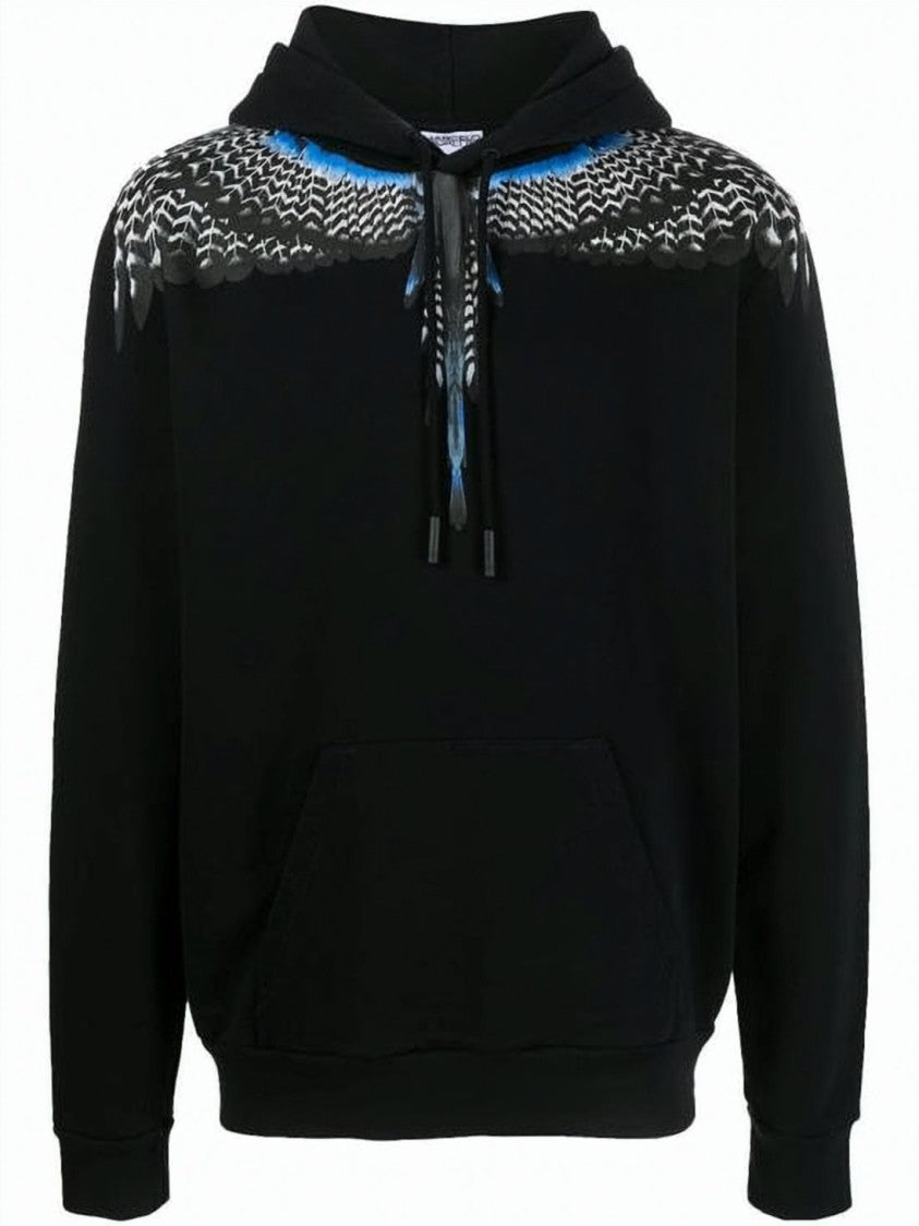 Marcelo Burlon Feather Wing Print Hoodie With Adjustable Drawstring