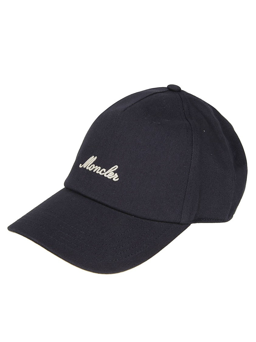 Moncler Black Logo Embroidered Cotton Hat