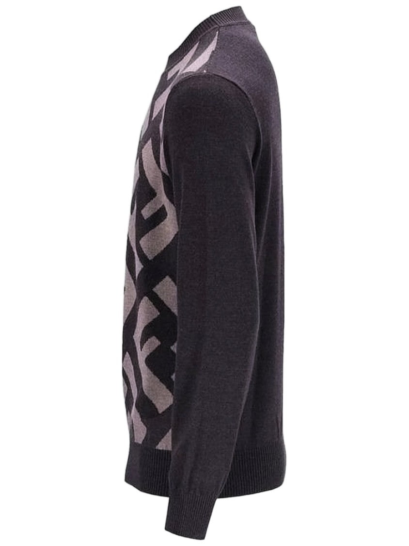 Fendi Geometric Patterned Grey Fendi Sweater