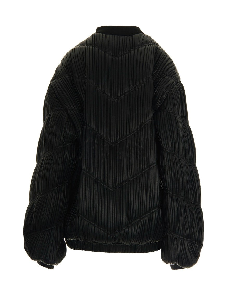 Rotate Pleated Black Bomber Jacket