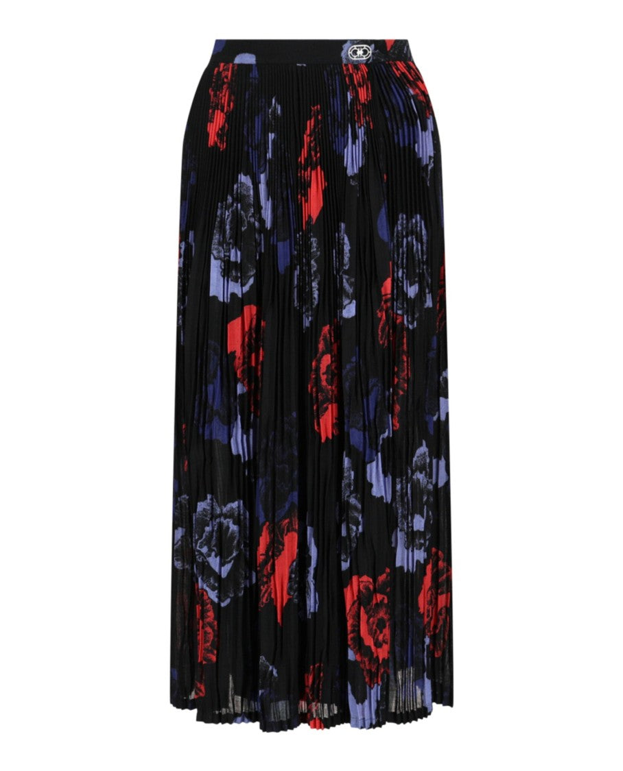 Ferragamo Pleated Poppies Midi Skirt