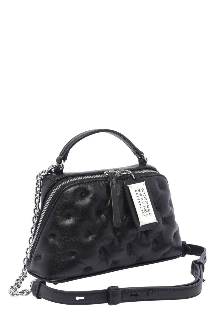 Maison Margiela Compact Black Handbag With Quilted Texture And Distinctive Tag