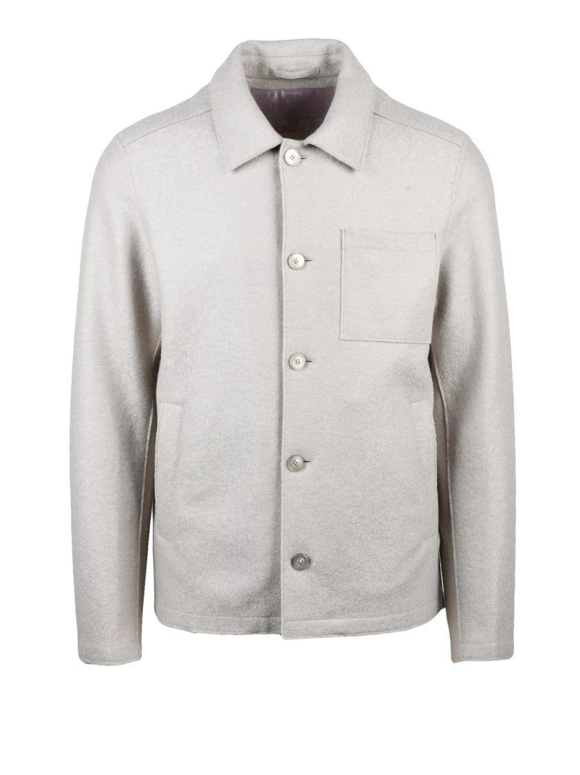 Herno Resort Tailored Wool Cloth Jacket With Button Closure And Minimalist Design
