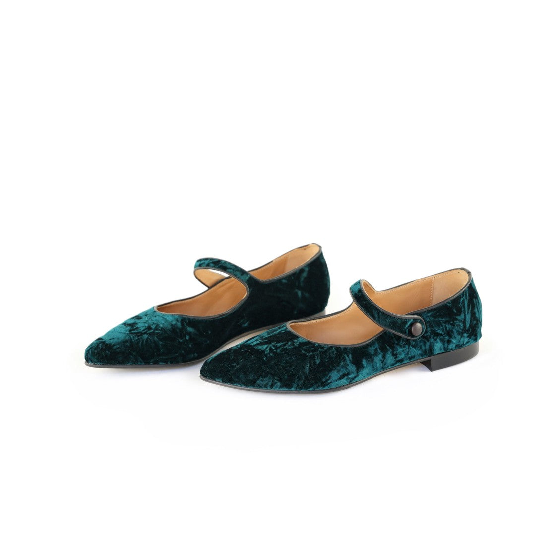 Ton Gout Pointed Toe Leather Ballerinas With Strap Closure