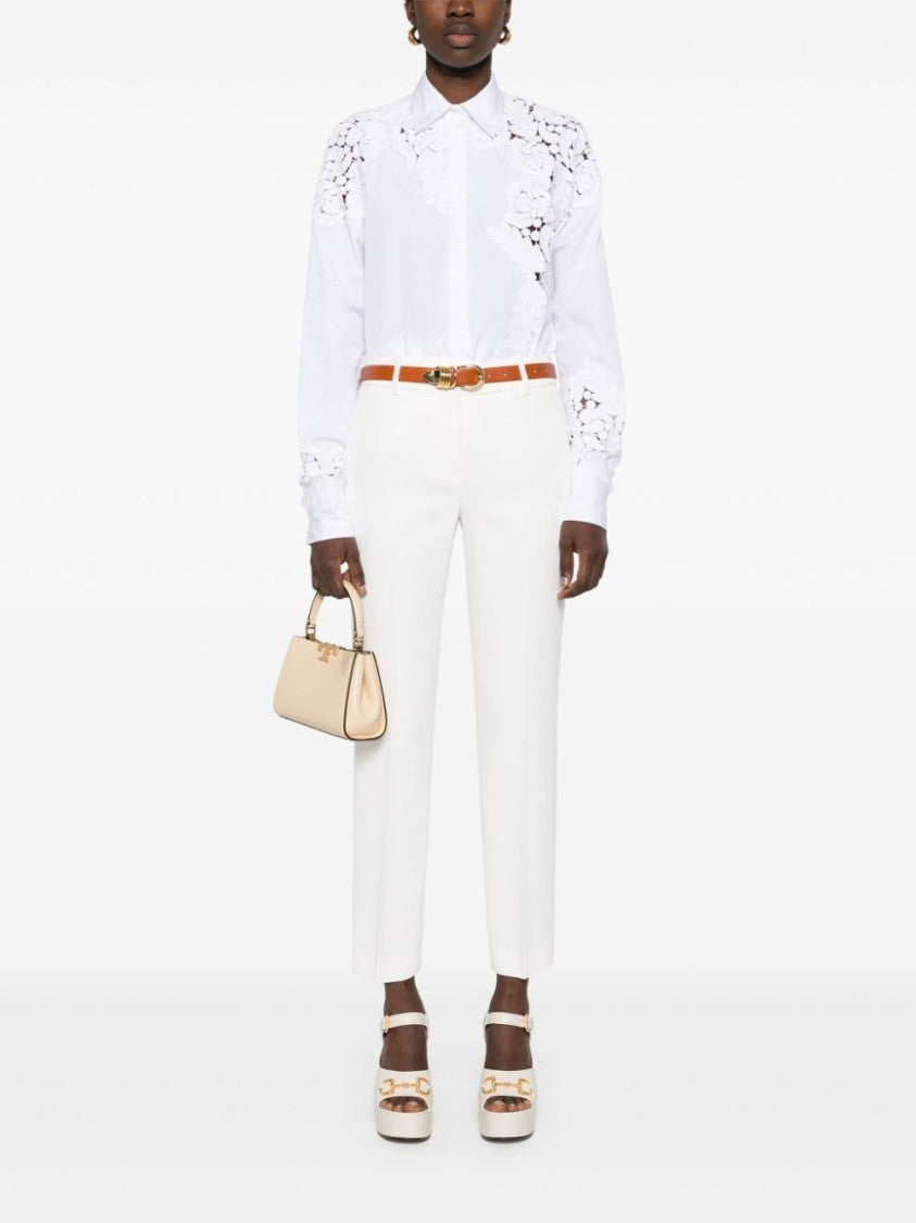 Ermanno Scervino Floral Embroidered White Shirt