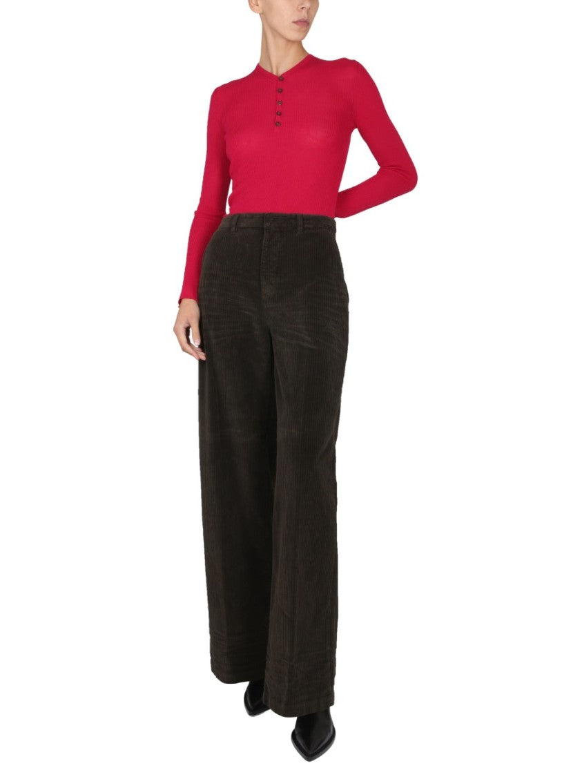Dsquared2 High-Waisted Brown Wide-Leg Pants