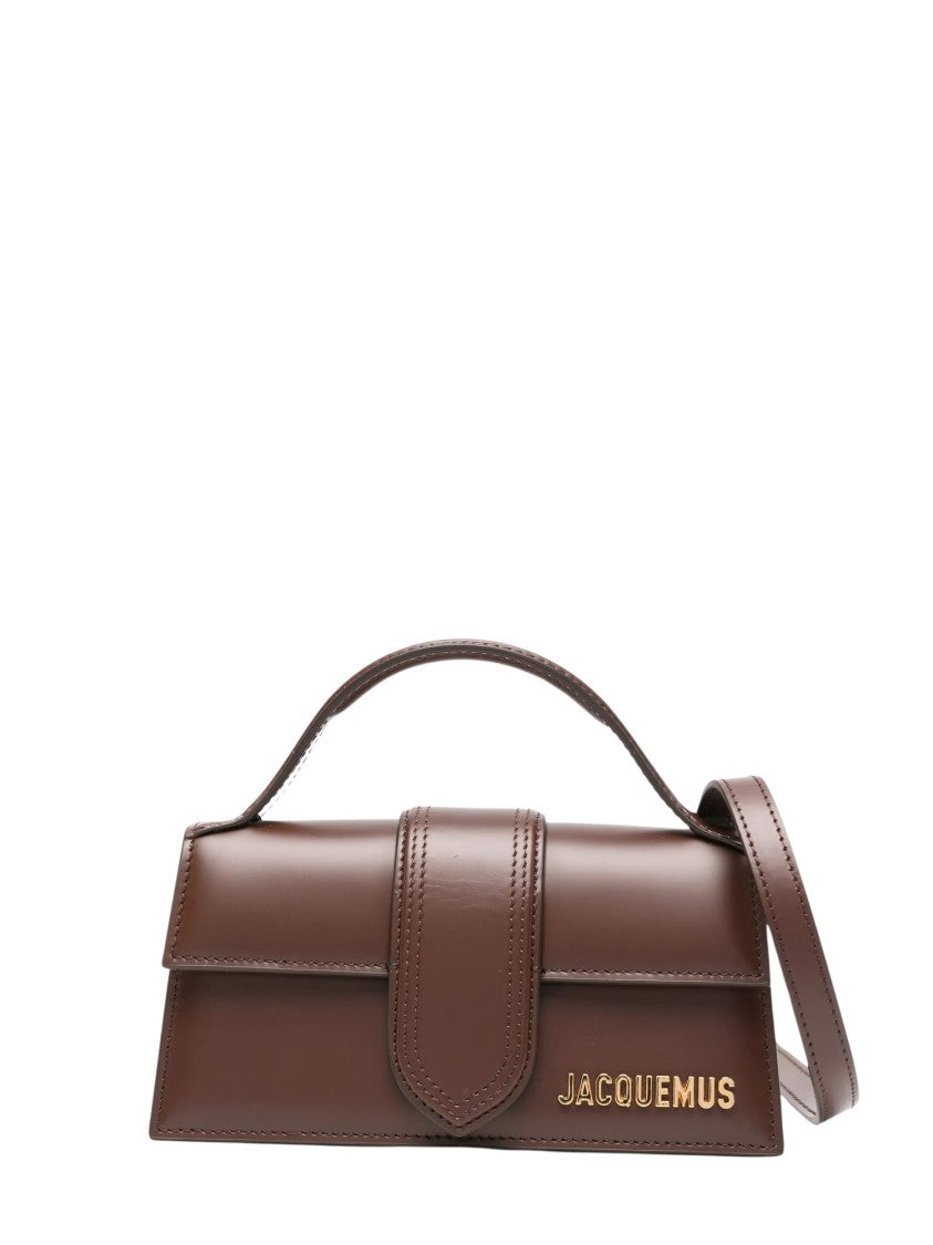 Jacquemus Structured Brown Leather Tote Bag With Gold Logo Detail