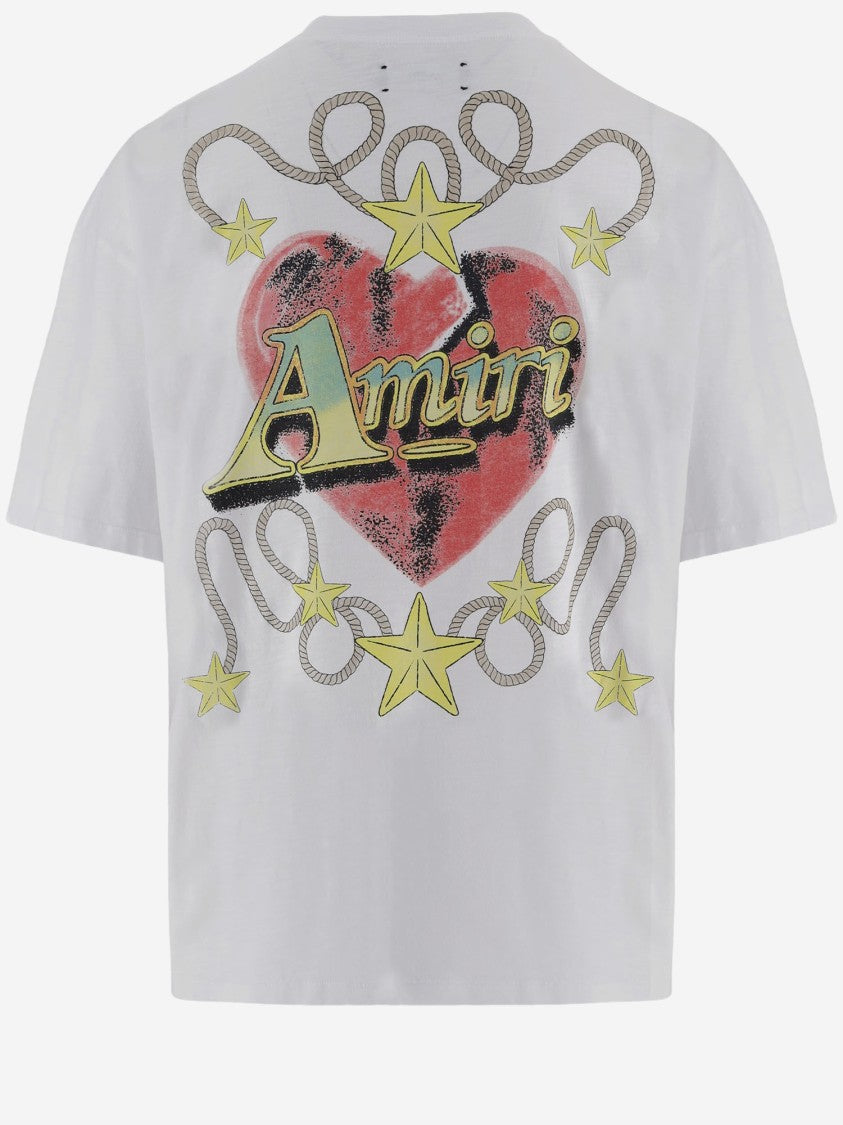 Amiri White Logo Printed Cotton T-Shirt