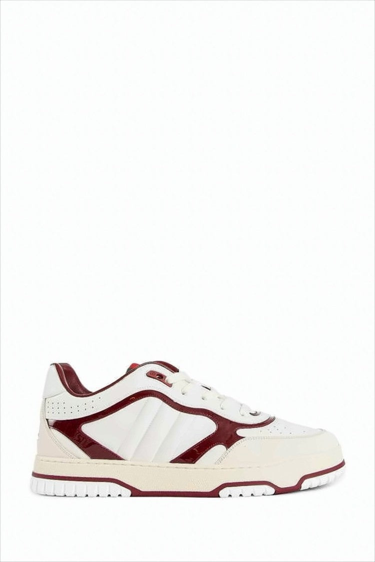 Gucci Low-Top Sneakers With Burgundy Patent Overlays