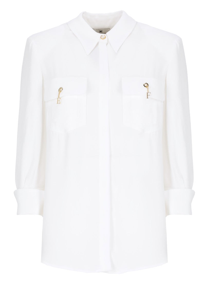 Elisabetta Franchi Viscose Shirt With Classic Collar And Flap Pockets